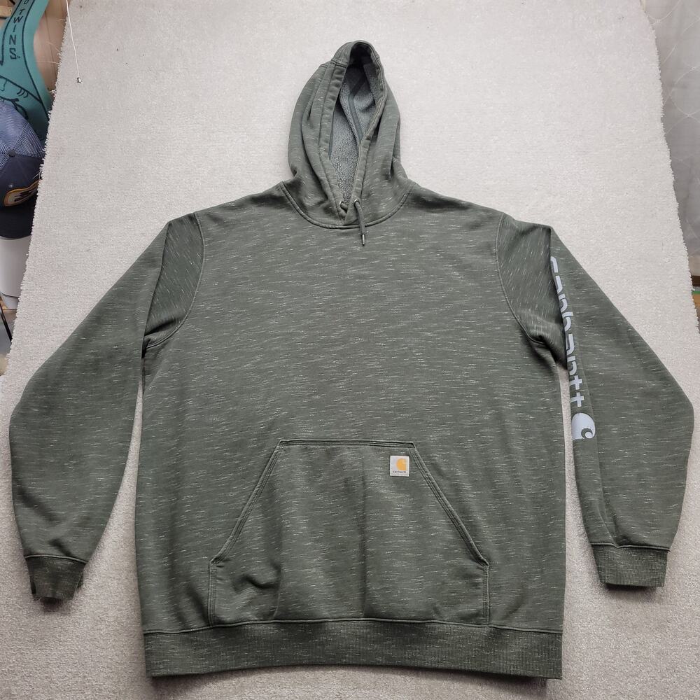 Carhartt Hoodie 2XL Tall Loose Fit Green Pullover Fleece Workwear